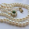 Edwardian Saltwater Pearls 9ct Gold Pearl & Green Turquoise Clasp 18